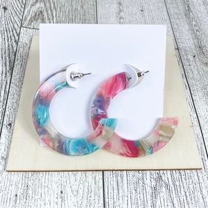 Acrylic Pink and mix of colors Earrings